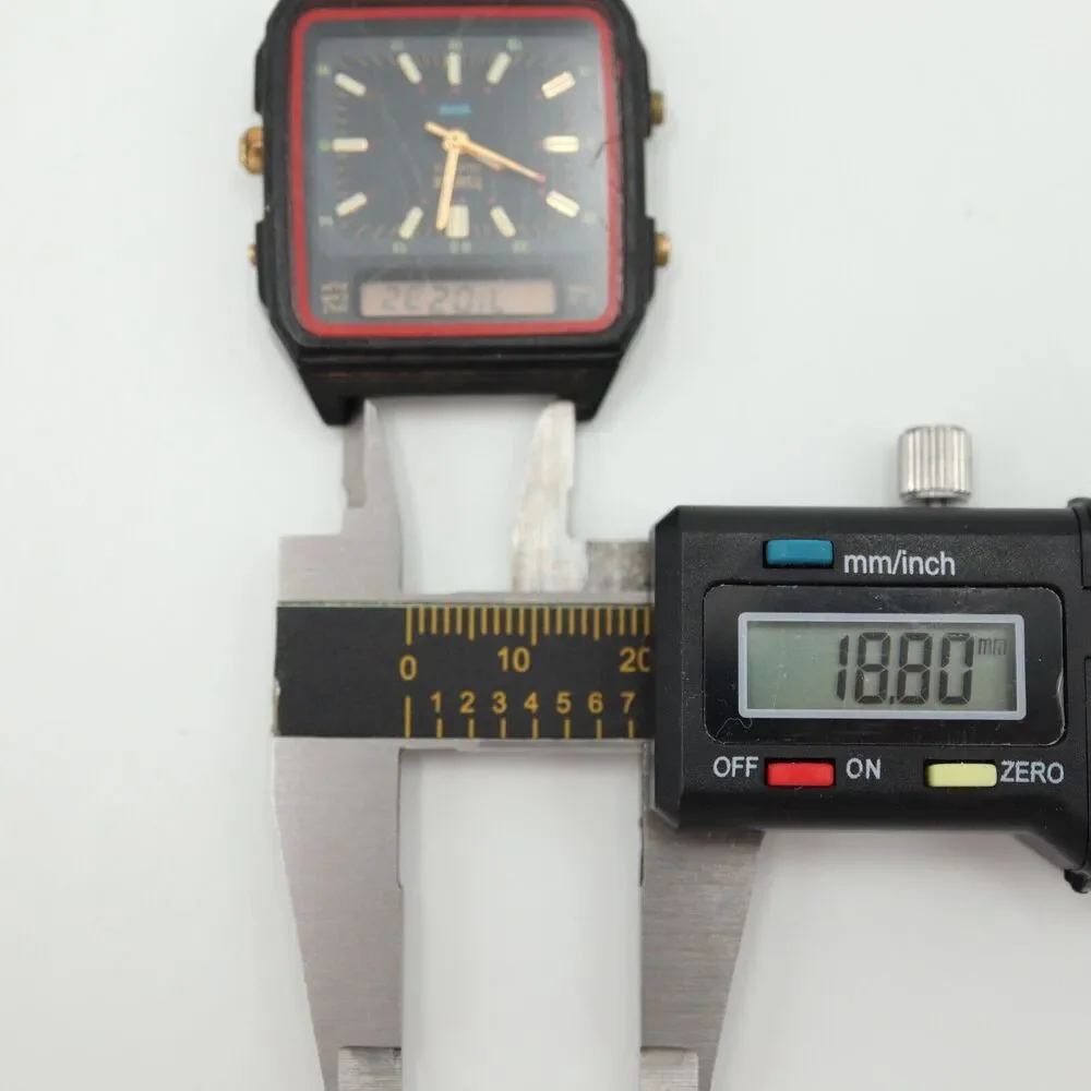 Vintage Timex Analog Digital Black Square Watch BROKEN LUG No Strap PARTS REPAIR